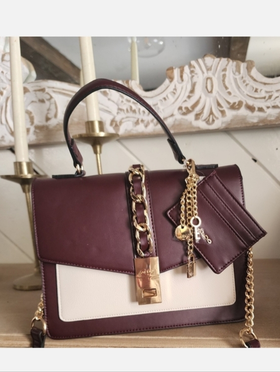 Aldo Handbags - Aldo Women's Burgundy & Cream Top-Handle Handbag, MSRP $75, Vegan, NWOT